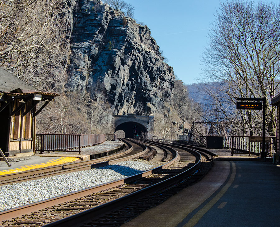 Harpers Ferry, WV Train Station - Maryland is on the other side of the tunnel.