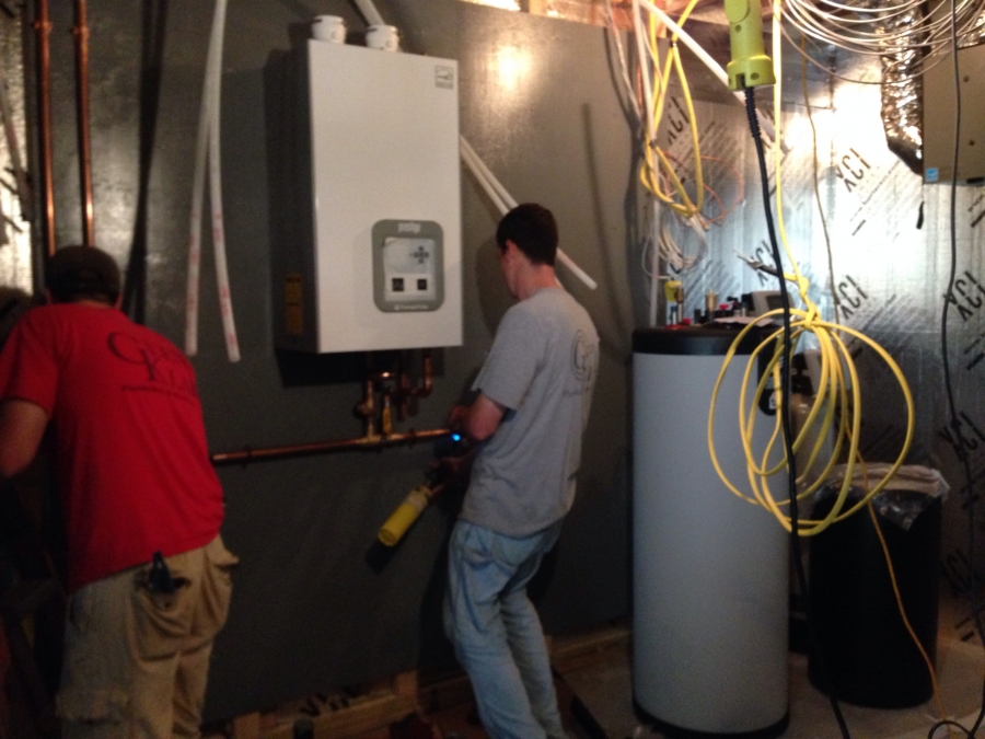 Working in utility room